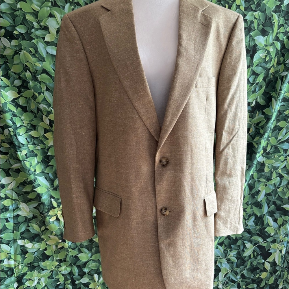 Jos. A. Bank Tan Linen Sport Coat with Notched Lapels 42 Long